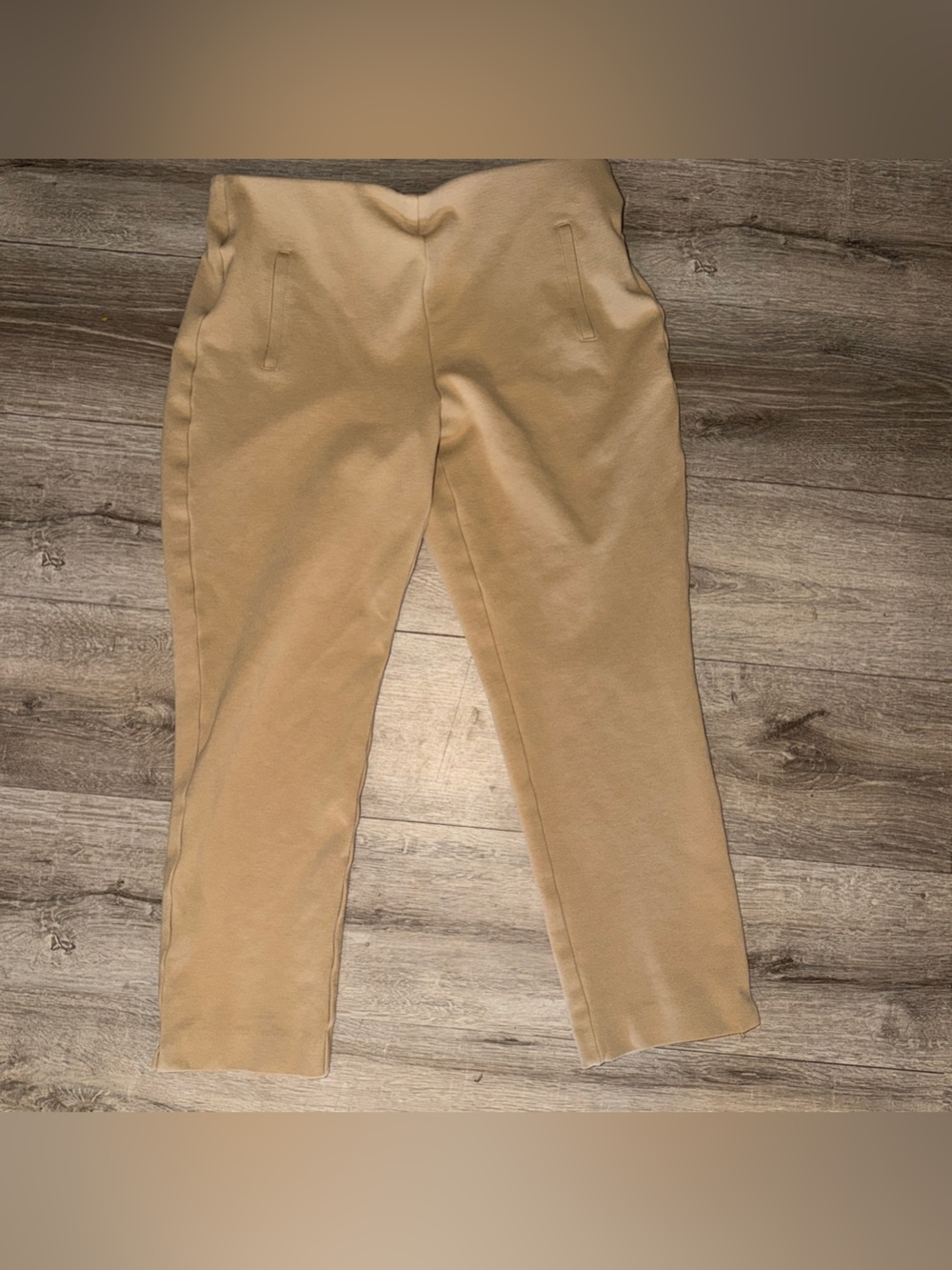 Chico's So Slimming cropped ankle pants, Camel/Tan, pull on elastic waist, 1.5